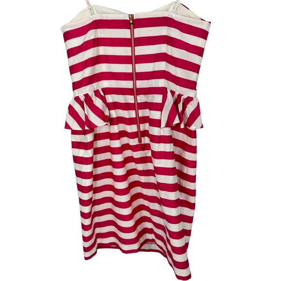 Lilly Pulitzer Maybell Azalea Pink Swizzle Stripe Strapless Peplum Dress Size 2 - Picture 6 of 9